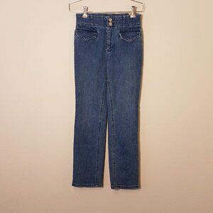 Maeve Anthropologie Jeans Womens 25P Petite Straight Leg Buckle Snap Pockets